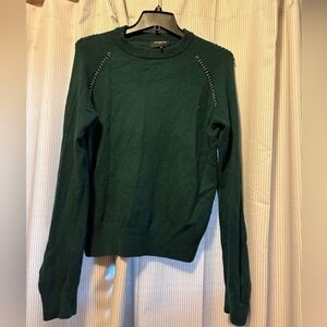 Kooples Paris Green Sweater with metal Stitch Detail